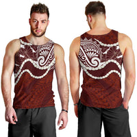 Aloha Hawaii Kalo Pikake Lei Men Tank Top Chest Tattoo Oxblood Hawaiian Pattern