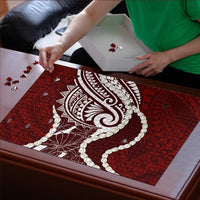 Aloha Hawaii Kalo Pikake Lei Puzzle Chest Tattoo Oxblood Hawaiian Pattern