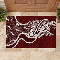 Aloha Hawaii Kalo Pikake Lei Rubber Doormat Chest Tattoo Oxblood Hawaiian Pattern LT14 Oxblood - Polynesian Pride
