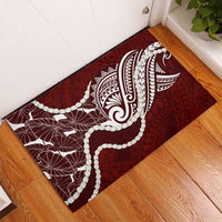 Aloha Hawaii Kalo Pikake Lei Rubber Doormat Chest Tattoo Oxblood Hawaiian Pattern LT14 - Polynesian Pride