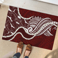 Aloha Hawaii Kalo Pikake Lei Rubber Doormat Chest Tattoo Oxblood Hawaiian Pattern LT14 - Polynesian Pride