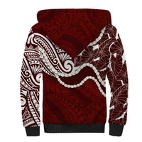 Aloha Hawaii Kalo Pikake Lei Sherpa Hoodie Chest Tattoo Oxblood Hawaiian Pattern LT14 - Polynesian Pride