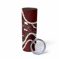 Aloha Hawaii Kalo Pikake Lei Skinny Tumbler Chest Tattoo Oxblood Hawaiian Pattern LT14 - Polynesian Pride