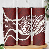 Aloha Hawaii Kalo Pikake Lei Skinny Tumbler Chest Tattoo Oxblood Hawaiian Pattern LT14 - Polynesian Pride