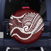Aloha Hawaii Kalo Pikake Lei Spare Tire Cover Chest Tattoo Oxblood Hawaiian Pattern LT14 No hole Oxblood - Polynesian Pride