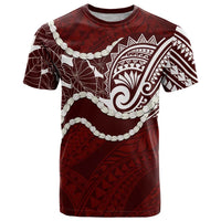 Aloha Hawaii Kalo Pikake Lei T Shirt Chest Tattoo Oxblood Hawaiian Pattern LT14 Oxblood - Polynesian Pride