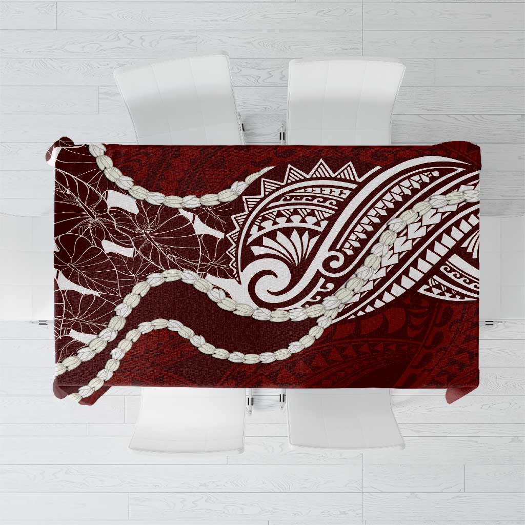 Aloha Hawaii Kalo Pikake Lei Tablecloth Chest Tattoo Oxblood Hawaiian Pattern