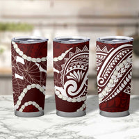 Aloha Hawaii Kalo Pikake Lei Tumbler Cup Chest Tattoo Oxblood Hawaiian Pattern LT14 - Polynesian Pride