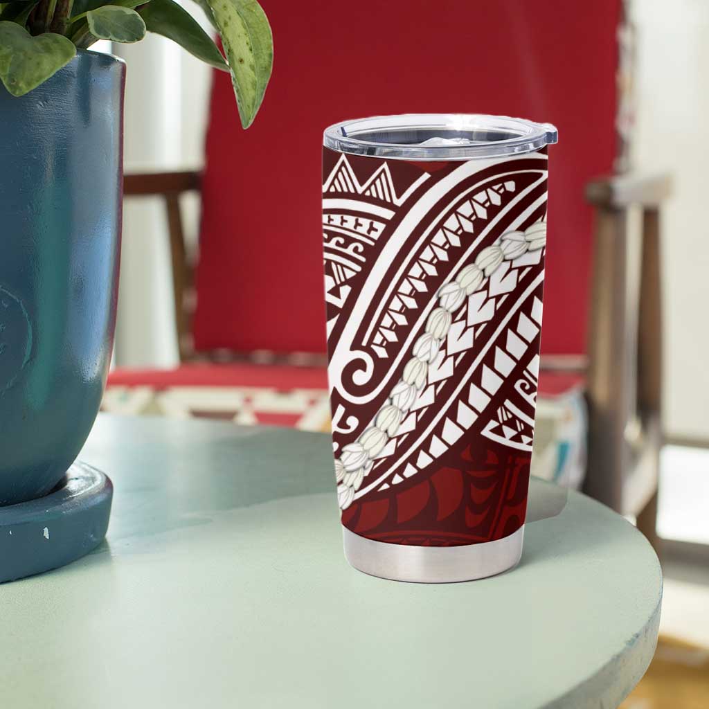 Aloha Hawaii Kalo Pikake Lei Tumbler Cup Chest Tattoo Oxblood Hawaiian Pattern LT14 - Polynesian Pride