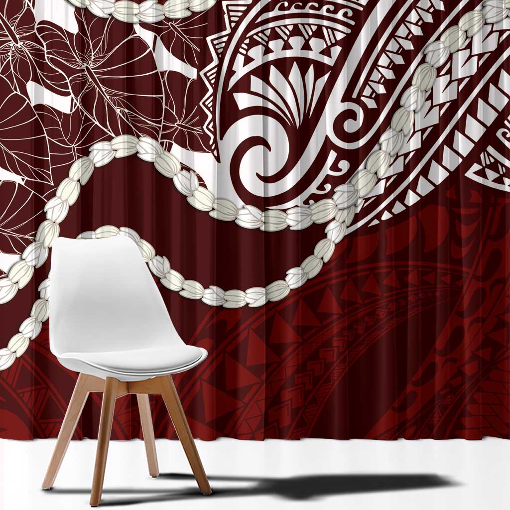 Aloha Hawaii Kalo Pikake Lei Window Curtain Chest Tattoo Oxblood Hawaiian Pattern