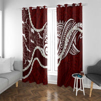 Aloha Hawaii Kalo Pikake Lei Window Curtain Chest Tattoo Oxblood Hawaiian Pattern