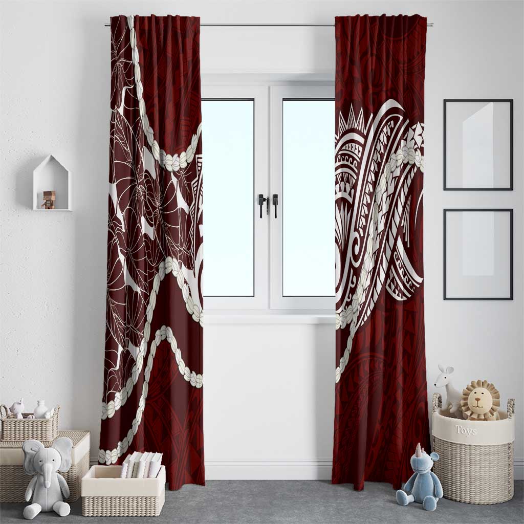 Aloha Hawaii Kalo Pikake Lei Window Curtain Chest Tattoo Oxblood Hawaiian Pattern