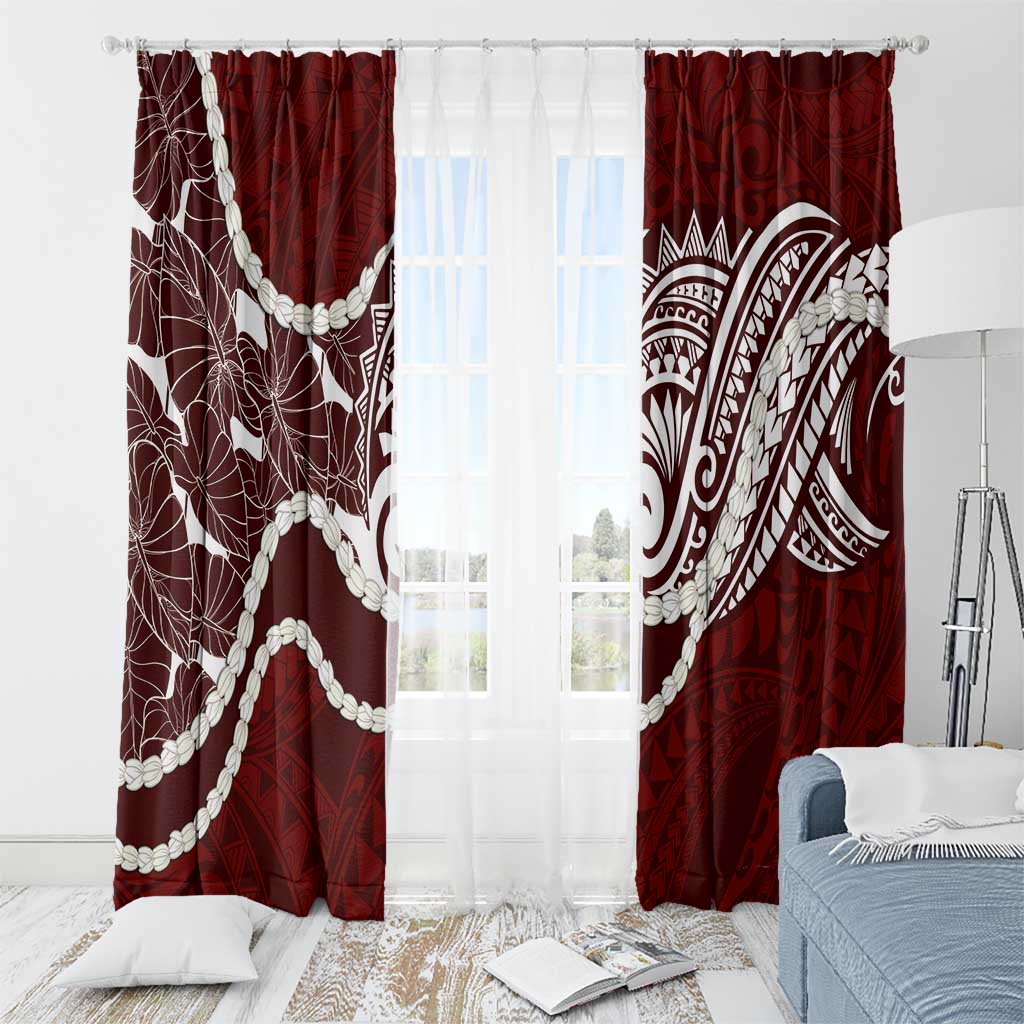 Aloha Hawaii Kalo Pikake Lei Window Curtain Chest Tattoo Oxblood Hawaiian Pattern