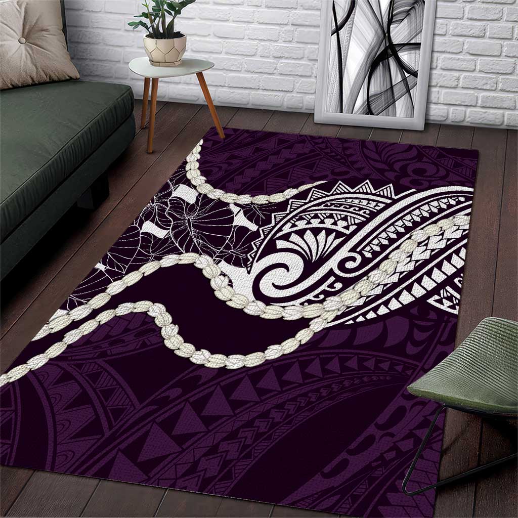 Aloha Hawaii Kalo Pikake Lei Area Rug Chest Tattoo Purple Hawaiian Pattern LT14 Purple - Polynesian Pride