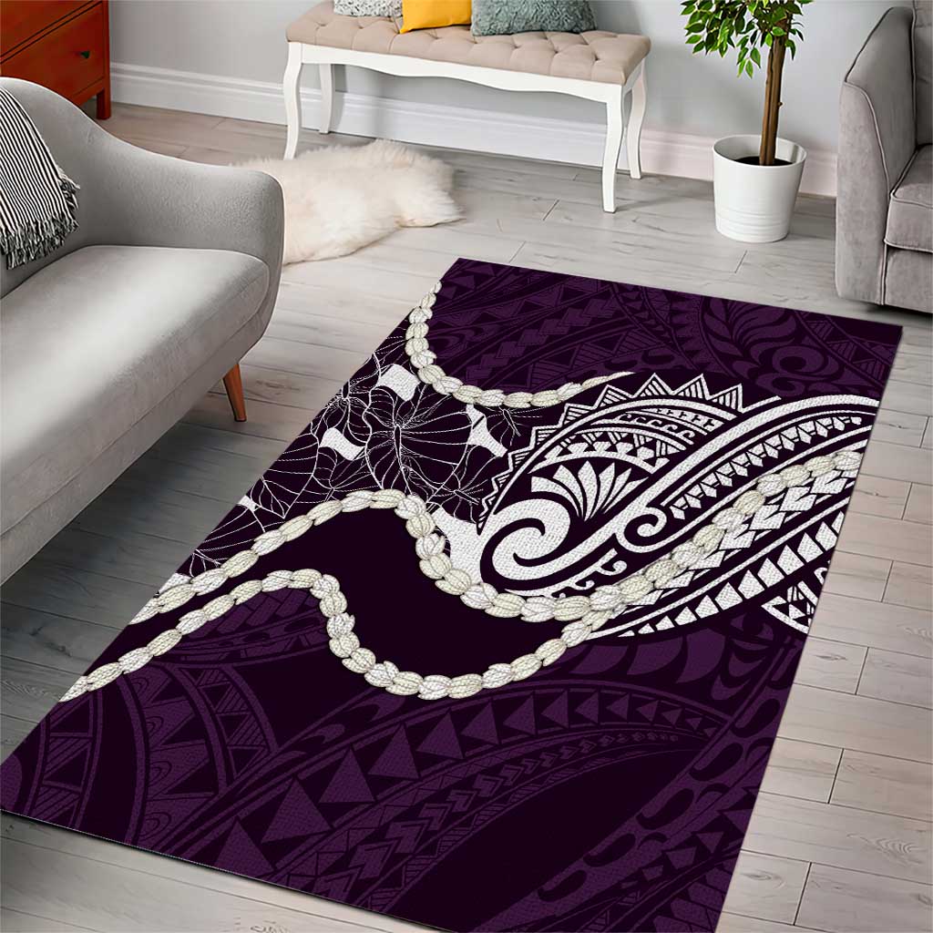 Aloha Hawaii Kalo Pikake Lei Area Rug Chest Tattoo Purple Hawaiian Pattern