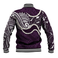 Aloha Hawaii Kalo Pikake Lei Baseball Jacket Chest Tattoo Purple Hawaiian Pattern