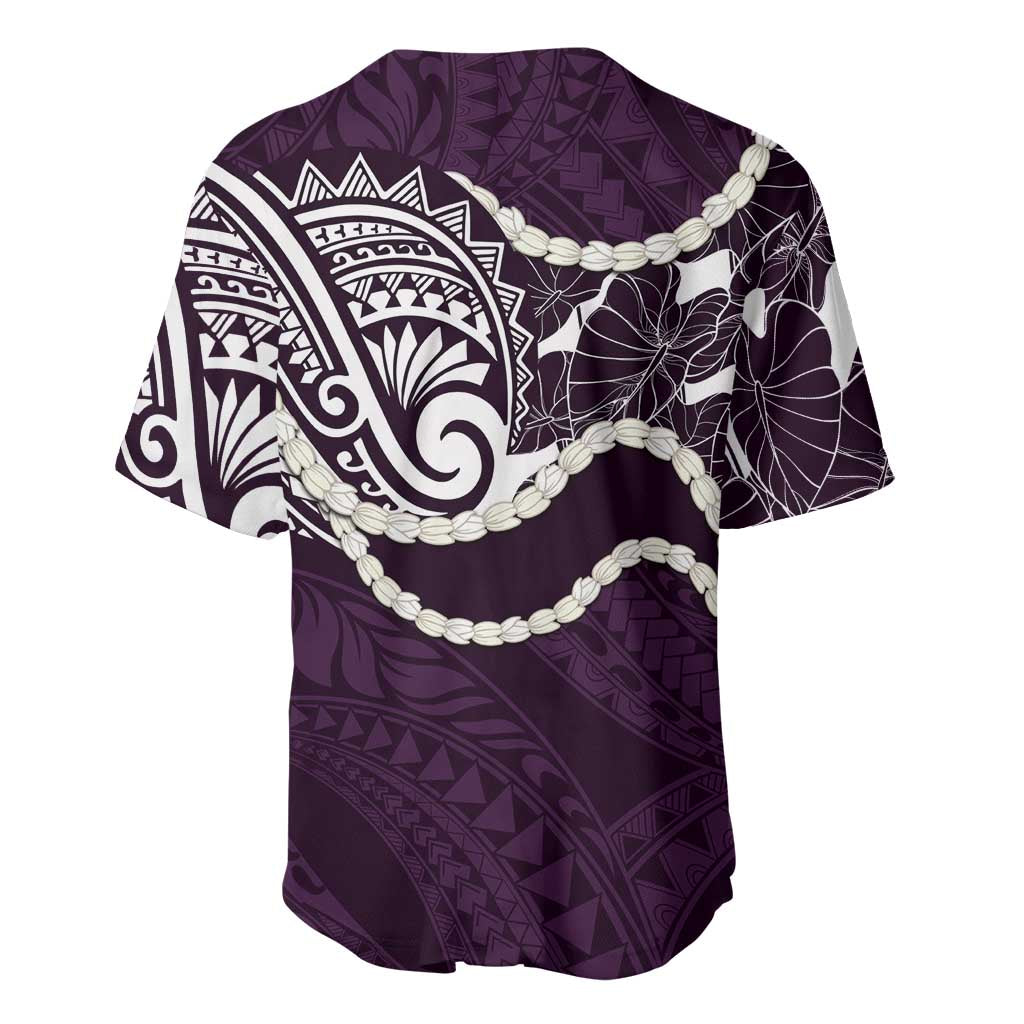 Aloha Hawaii Kalo Pikake Lei Baseball Jersey Chest Tattoo Purple Hawaiian Pattern