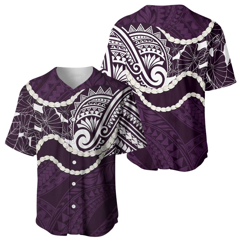 Aloha Hawaii Kalo Pikake Lei Baseball Jersey Chest Tattoo Purple Hawaiian Pattern