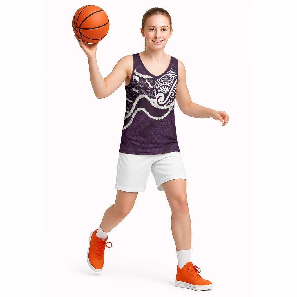 Aloha Hawaii Kalo Pikake Lei Basketball Jersey Chest Tattoo Purple Hawaiian Pattern