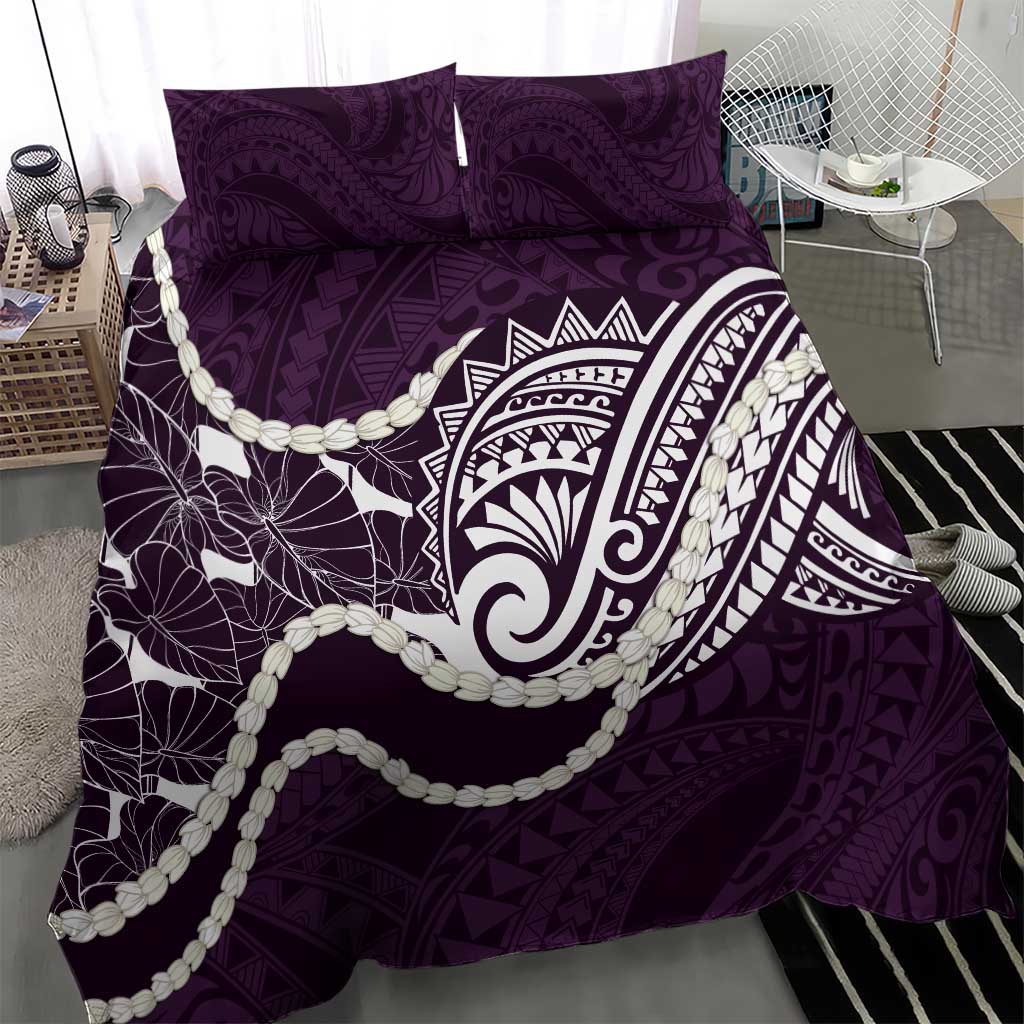 Aloha Hawaii Kalo Pikake Lei Bedding Set Chest Tattoo Purple Hawaiian Pattern