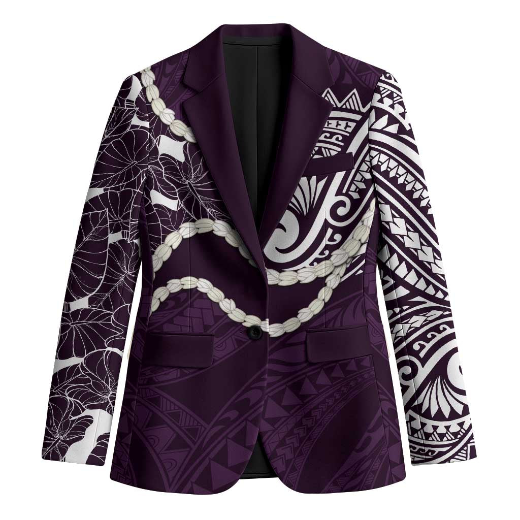 Aloha Hawaii Kalo Pikake Lei Blazer Chest Tattoo Purple Hawaiian Pattern