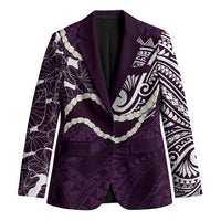 Aloha Hawaii Kalo Pikake Lei Blazer Chest Tattoo Purple Hawaiian Pattern
