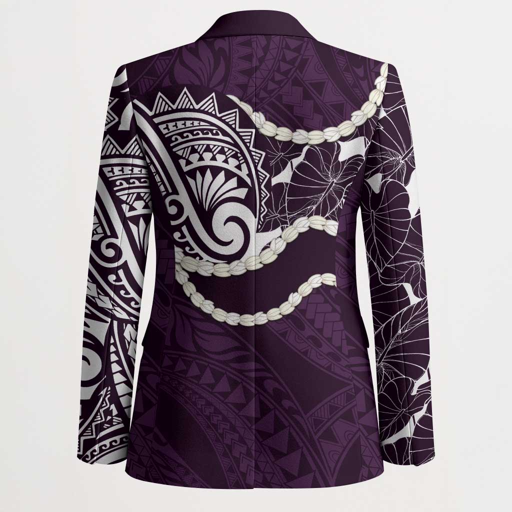 Aloha Hawaii Kalo Pikake Lei Blazer Chest Tattoo Purple Hawaiian Pattern
