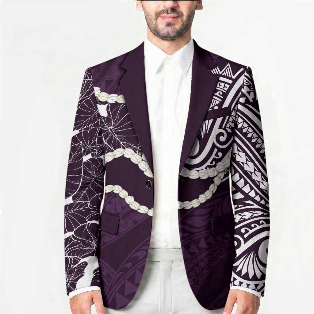Aloha Hawaii Kalo Pikake Lei Blazer Chest Tattoo Purple Hawaiian Pattern
