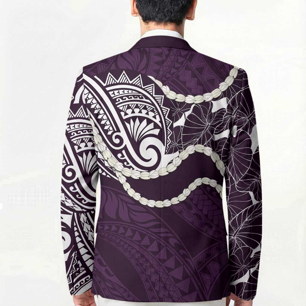 Aloha Hawaii Kalo Pikake Lei Blazer Chest Tattoo Purple Hawaiian Pattern