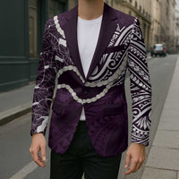 Aloha Hawaii Kalo Pikake Lei Blazer Chest Tattoo Purple Hawaiian Pattern