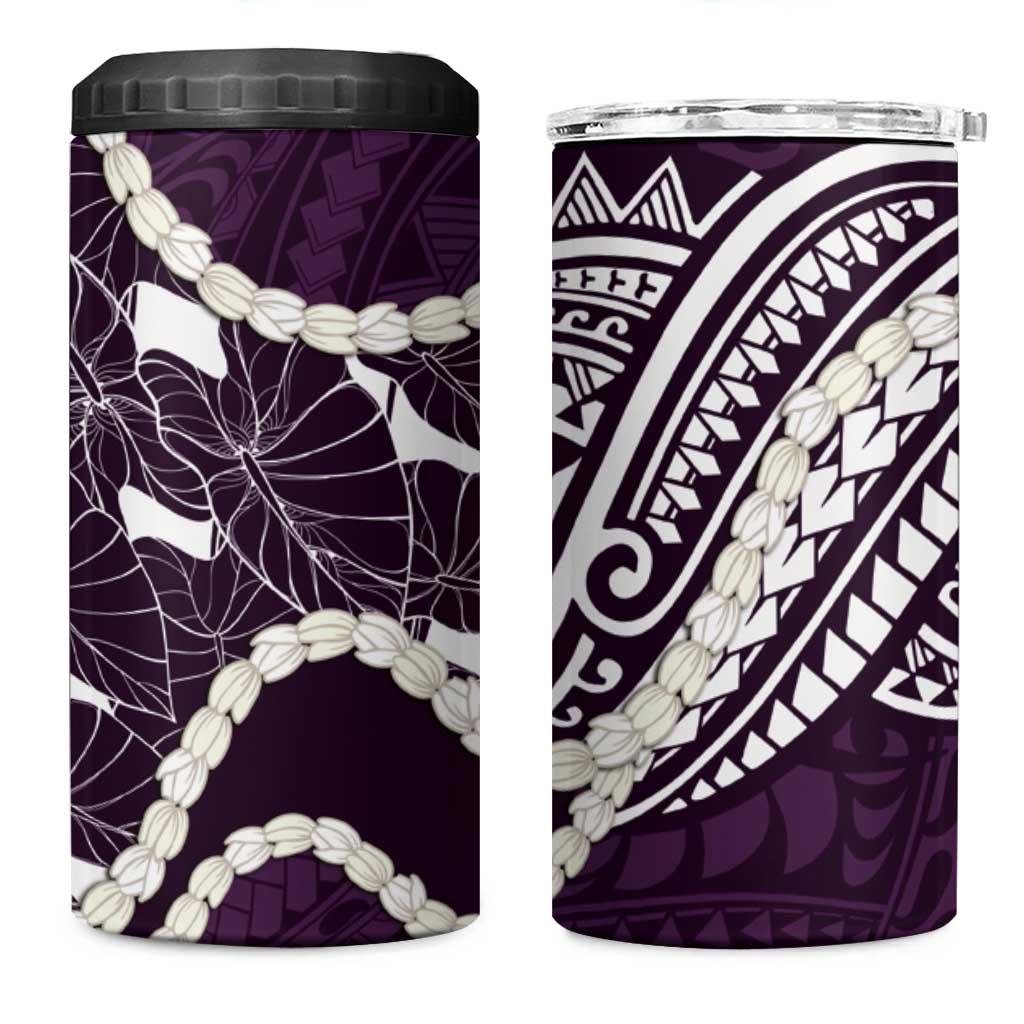 Aloha Hawaii Kalo Pikake Lei 4 in 1 Can Cooler Tumbler Chest Tattoo Purple Hawaiian Pattern LT14 One Size: 16 oz Purple - Polynesian Pride