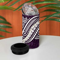 Aloha Hawaii Kalo Pikake Lei 4 in 1 Can Cooler Tumbler Chest Tattoo Purple Hawaiian Pattern LT14 - Polynesian Pride