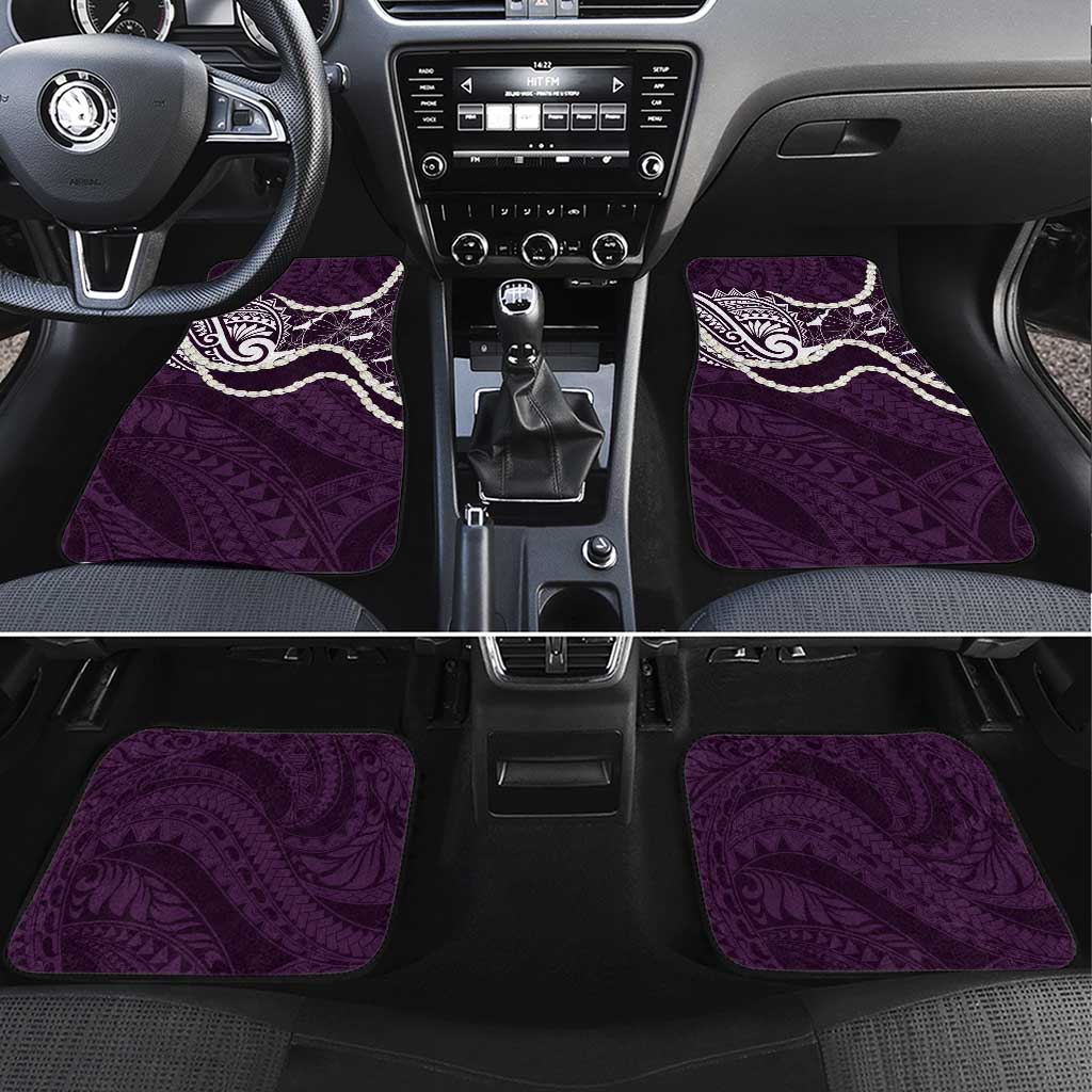 Aloha Hawaii Kalo Pikake Lei Car Mats Chest Tattoo Purple Hawaiian Pattern LT14 Set 4pcs Purple - Polynesian Pride