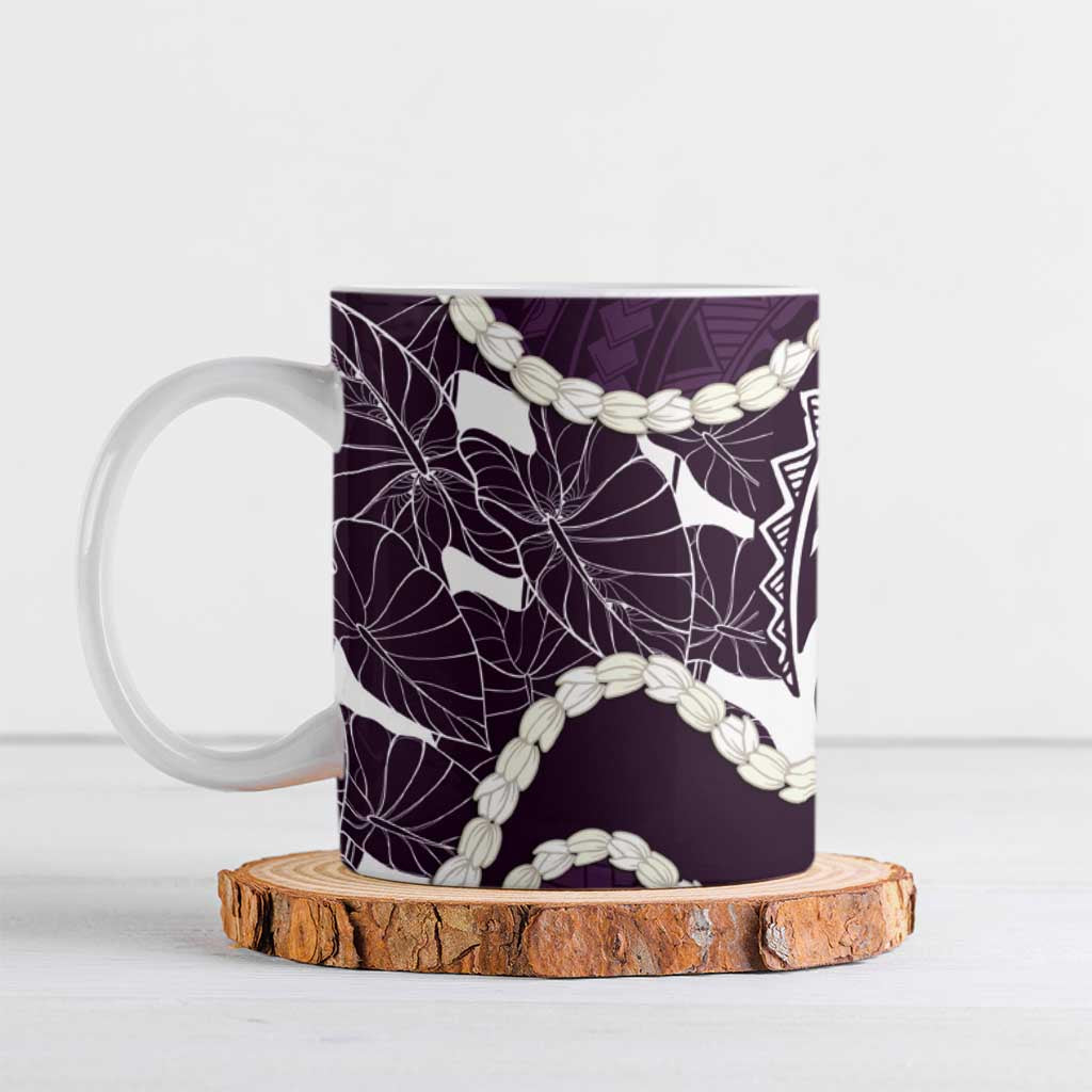 Aloha Hawaii Kalo Pikake Lei Ceramic Mug Chest Tattoo Purple Hawaiian Pattern
