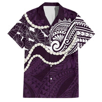 Aloha Hawaii Kalo Pikake Lei Family Matching Tank Maxi Dress and Hawaiian Shirt Chest Tattoo Purple Hawaiian Pattern LT14 Dad's Shirt - Short Sleeve Purple - Polynesian Pride