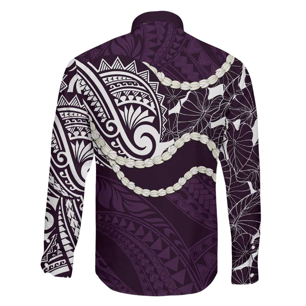 Aloha Hawaii Kalo Pikake Lei Family Matching Tank Maxi Dress and Hawaiian Shirt Chest Tattoo Purple Hawaiian Pattern LT14 - Polynesian Pride