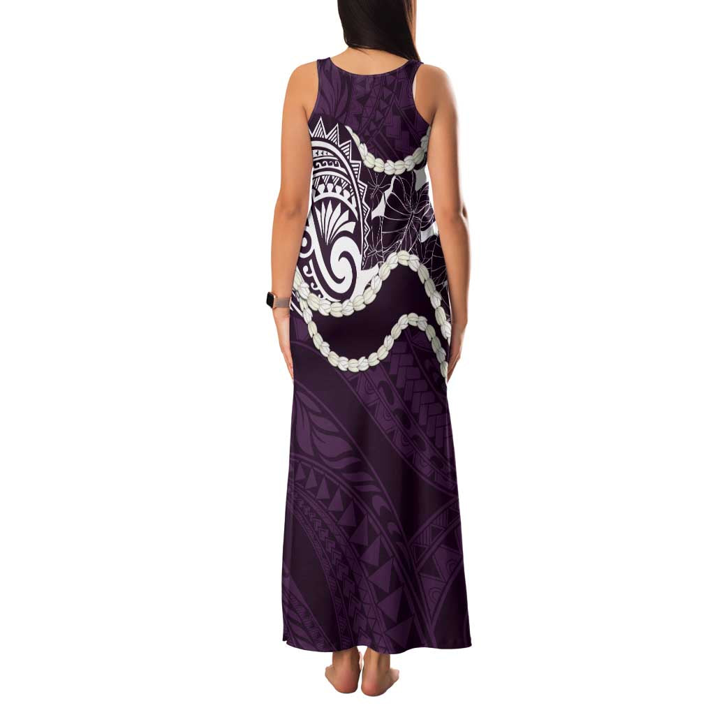 Aloha Hawaii Kalo Pikake Lei Family Matching Tank Maxi Dress and Hawaiian Shirt Chest Tattoo Purple Hawaiian Pattern LT14 - Polynesian Pride