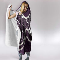 Aloha Hawaii Kalo Pikake Lei Hooded Blanket Chest Tattoo Purple Hawaiian Pattern