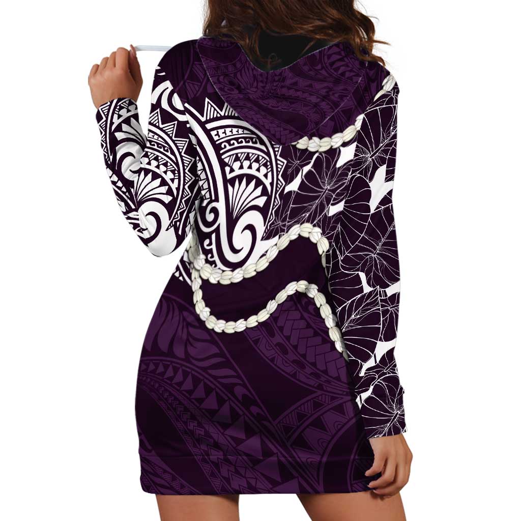 Aloha Hawaii Kalo Pikake Lei Hoodie Dress Chest Tattoo Purple Hawaiian Pattern LT14 - Polynesian Pride