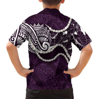 Aloha Hawaii Kalo Pikake Lei Kid Hawaiian Shirt Chest Tattoo Purple Hawaiian Pattern LT14 - Polynesian Pride