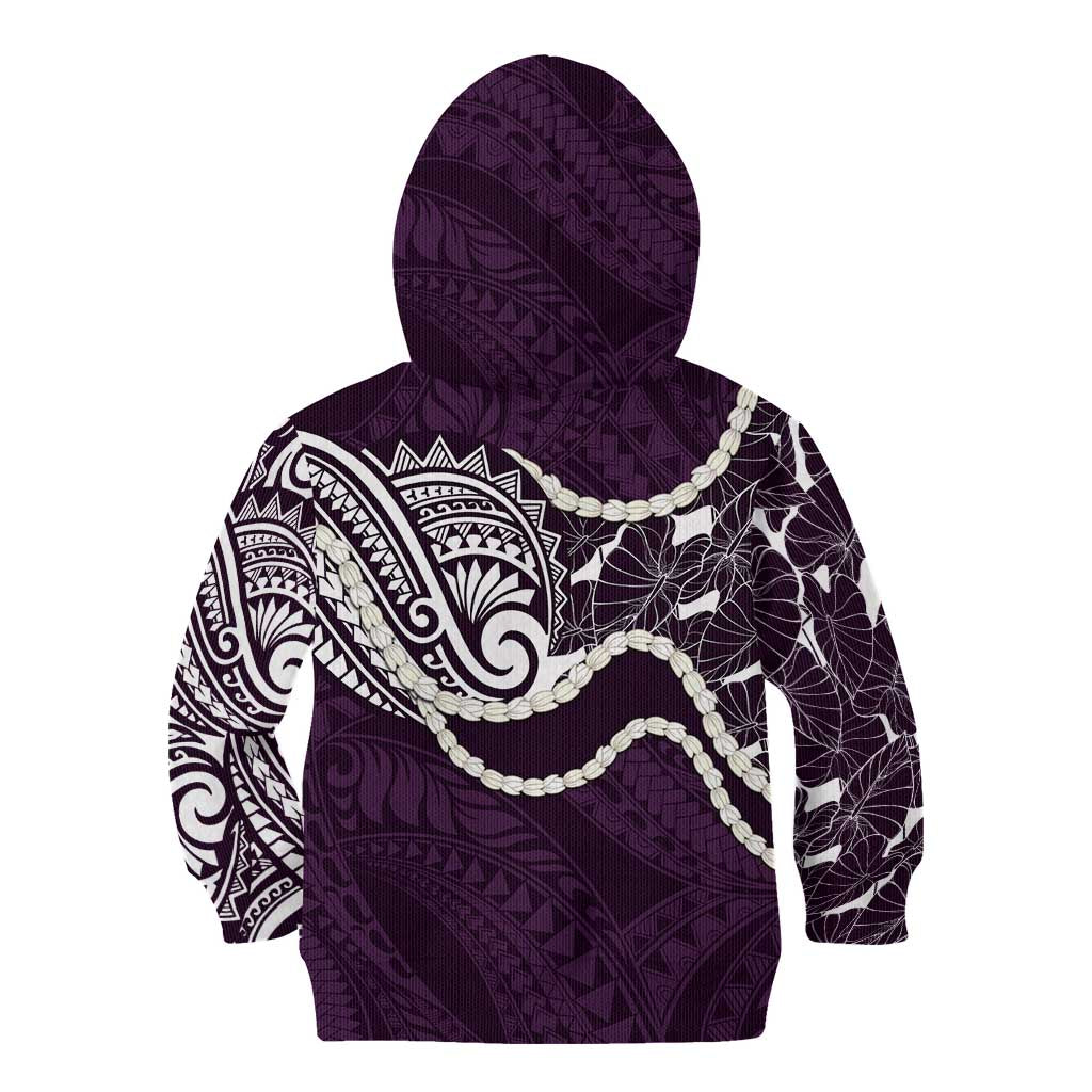 Aloha Hawaii Kalo Pikake Lei Kid Hoodie Chest Tattoo Purple Hawaiian Pattern LT14 - Polynesian Pride