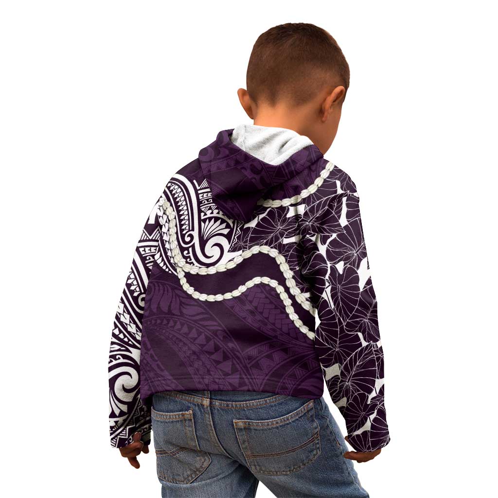 Aloha Hawaii Kalo Pikake Lei Kid Hoodie Chest Tattoo Purple Hawaiian Pattern LT14 - Polynesian Pride