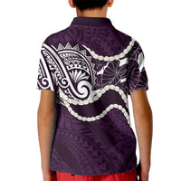 Aloha Hawaii Kalo Pikake Lei Kid Polo Shirt Chest Tattoo Purple Hawaiian Pattern LT14 - Polynesian Pride