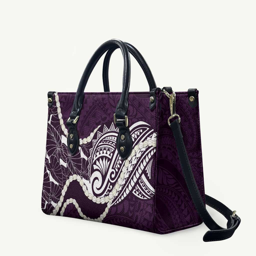 Aloha Hawaii Kalo Pikake Lei Leather Bag Chest Tattoo Purple Hawaiian Pattern LT14 Purple - Polynesian Pride