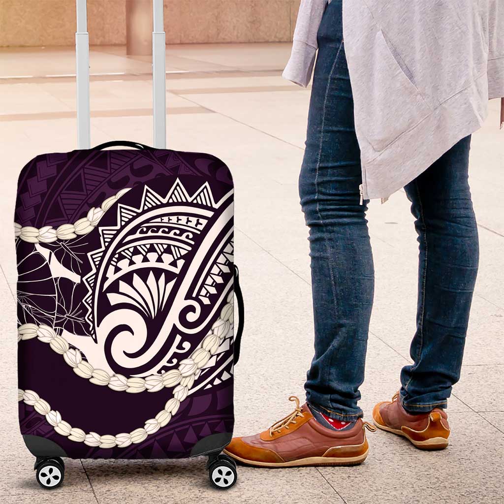 Aloha Hawaii Kalo Pikake Lei Luggage Cover Chest Tattoo Purple Hawaiian Pattern