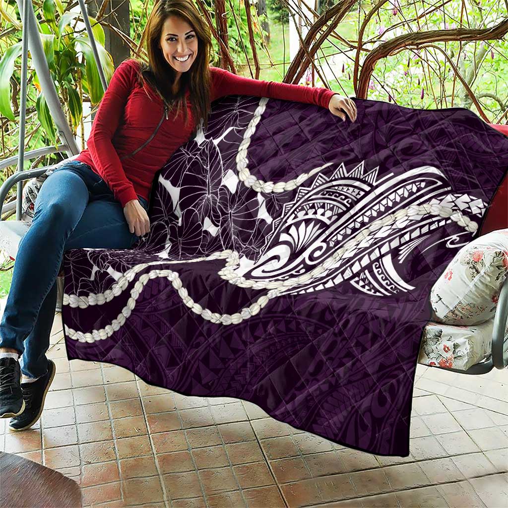 Aloha Hawaii Kalo Pikake Lei Quilt Chest Tattoo Purple Hawaiian Pattern