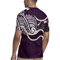 Aloha Hawaii Kalo Pikake Lei Rugby Jersey Chest Tattoo Purple Hawaiian Pattern