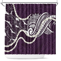 Aloha Hawaii Kalo Pikake Lei Shower Curtain Chest Tattoo Purple Hawaiian Pattern