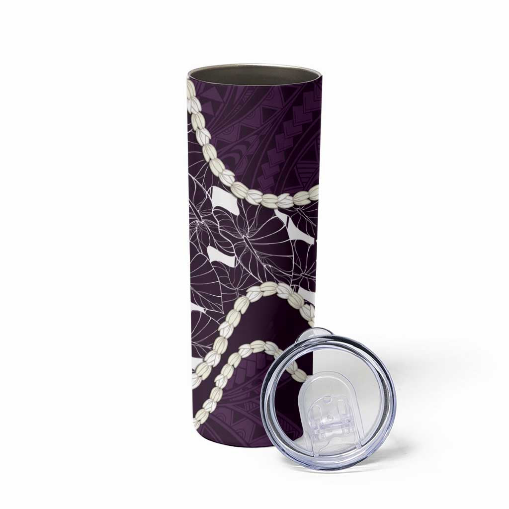 Aloha Hawaii Kalo Pikake Lei Skinny Tumbler Chest Tattoo Purple Hawaiian Pattern LT14 - Polynesian Pride