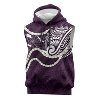 Aloha Hawaii Kalo Pikake Lei Sleeveless Hoodie Chest Tattoo Purple Hawaiian Pattern